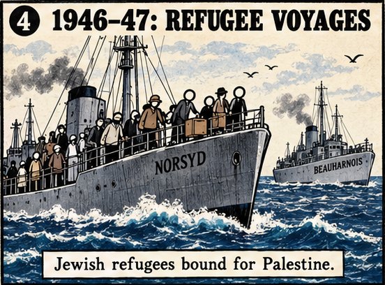 1946 à 1947 : le Norsyd et le Beauharnois transportent des réfugiés juifs vers la Palestine